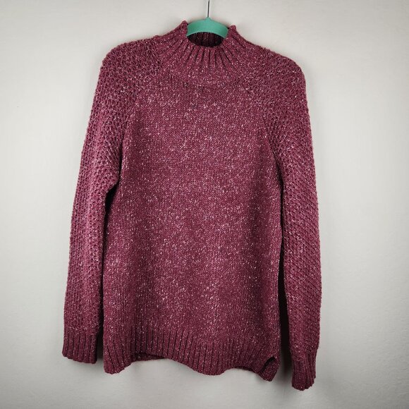 Prana Ibid Chunky Knit Wool Silk Blend Mockneck Tunic Sweater sz M - Picture 12 of 13